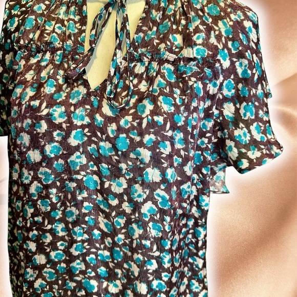 NWT Ramy Brook NY ‘Sidney’ Tie Neck Silk-Blend Top in “Roco” Floral Size Small - Picture 15 of 16